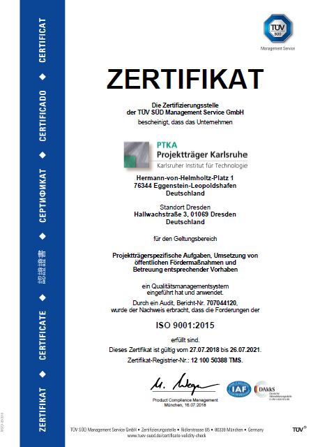 Zertifikat ISO9001