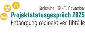 Logo Projektstatusgespräch 2025 mit Icons für Boden, nukleare Strahlung und Vernetzung mehrerer Personen