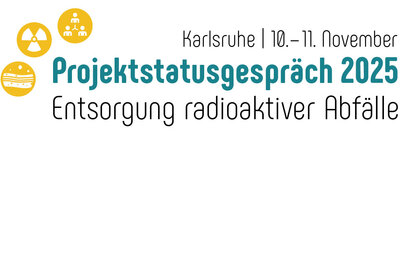 Logo Projektstatusgespräch 2025 mit Icons für Boden, nukleare Strahlung und Vernetzung mehrerer Personen